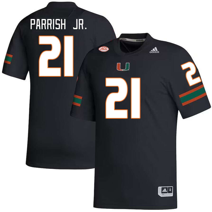 Men #21 Henry Parrish Jr. Miami Hurricanes College Football Jerseys Stitched-Black - Click Image to Close